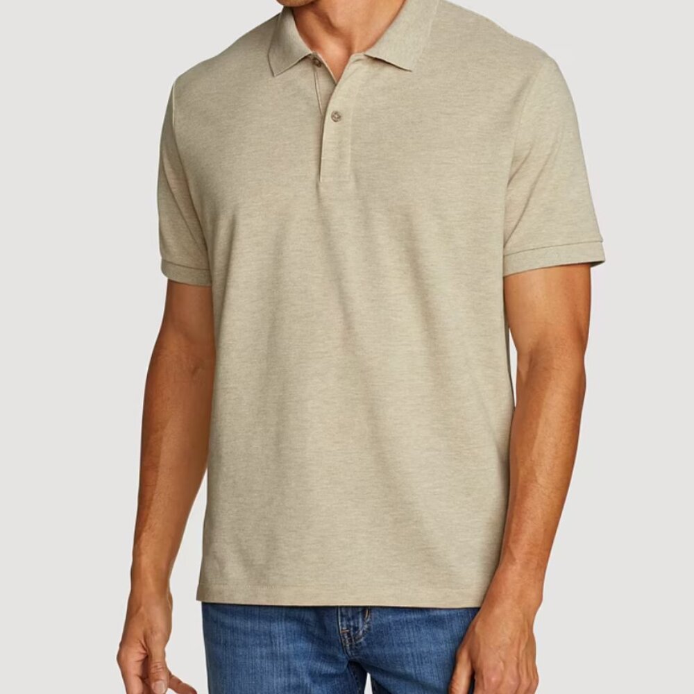 NWT Eddie Bauer Men's Classic Field Polo, Small (S), Barley Htr